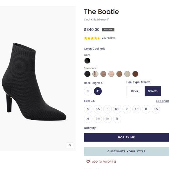 Pashion Footwear-The Bootie Coal Black Knit w/ 4" Stiletto & 1.5" Flat Heel Kits - Picture 7 of 7